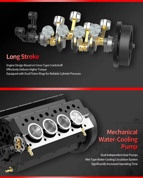 Gas Powered 28cc Mini V8 Engine Kit