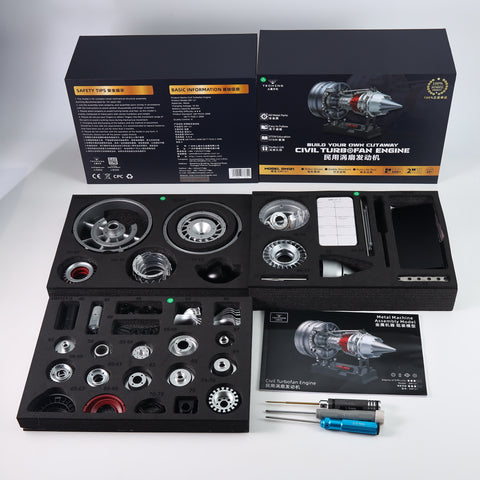 Commercial Jet Engine Model - Working Metal Turbofan Kit - 300 Parts