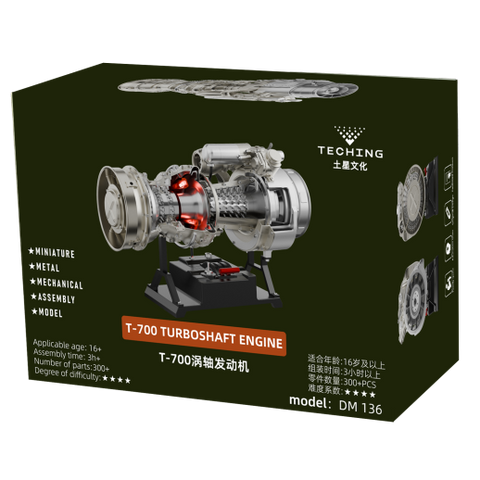 Turboshaft Helicopter Engine Model Kit - Working Military Engine (500+ Metal Parts)